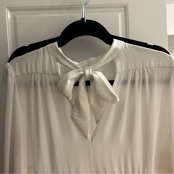 NEW TOPSHOP White Tiered Tie Neck Chuckon Long Sleeve Midi Dress 8US 12UK 40EUR - Picture 3 of 8